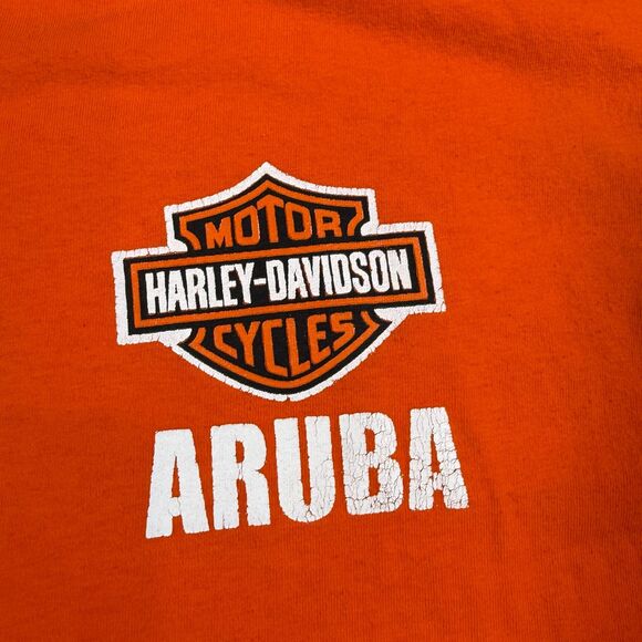 Harley Davidson Retro Shirt Men Size L Aruba Short Sleeve - Picture 4 of 8